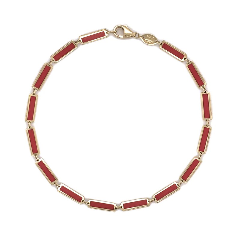 Coral Bar Bracelet 14K Italian Gold