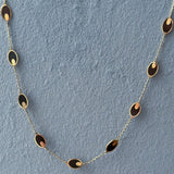 14K Italian Gold Onyx Oval Station Necklace