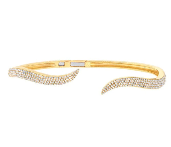 Pave Wave Cuff Bangle Bracelet 925 Silver