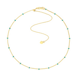 Turquoise Bead Station Adjustable Chain 14K Gold