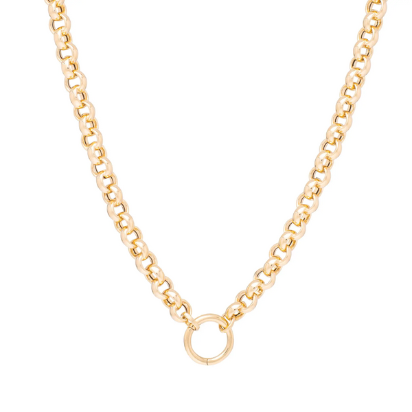 Rolo Chain with Charm Holder Necklace 14K Gold 6mm