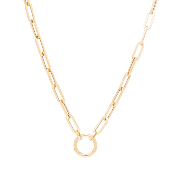 Paperclip Chain with Connector 14K Gold