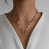 Paperclip Chain with Connector 14K Gold