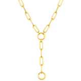 Paperclip Chain Lariat Charm Holder 14K Gold