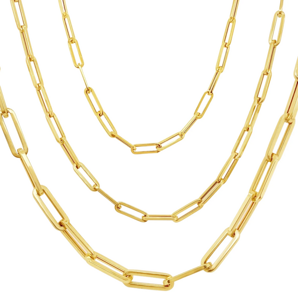 Paper Clip Necklace 14K Italian Gold