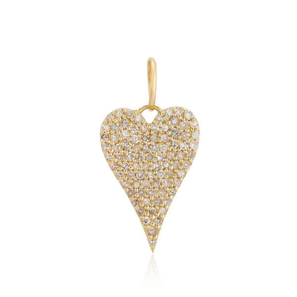 Pave Elongated Heart Charm 925 Silver