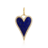 Pave Lapis Heart Charm 925 Silver