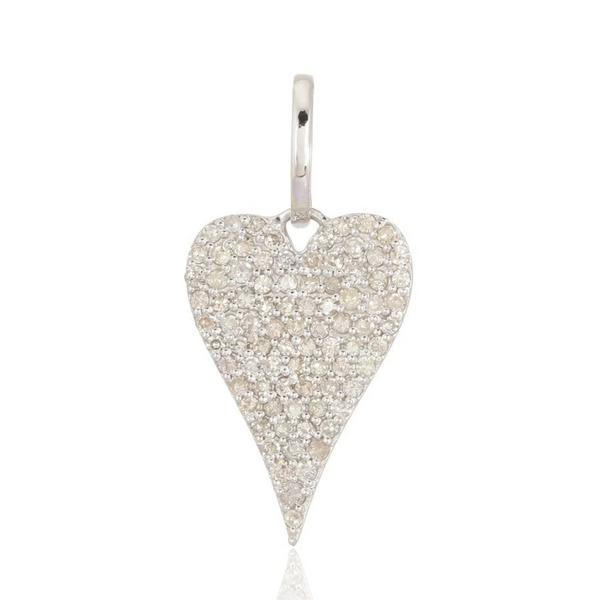 Pave Elongated Heart Charm 925 Silver