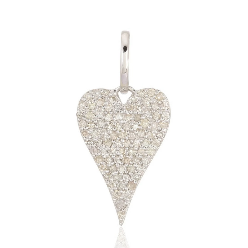 Pave Elongated Heart Charm 925 Silver