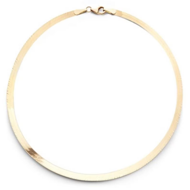 Herringbone Necklace 14K Solid High Polished Gold