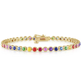 Rainbow Bezel Tennis Bracelet Multicolor 925 Silver