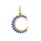 Blue Sapphire Crescent Moon Charm 925 Silver