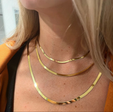 Herringbone Necklace 14K Solid High Polished Gold