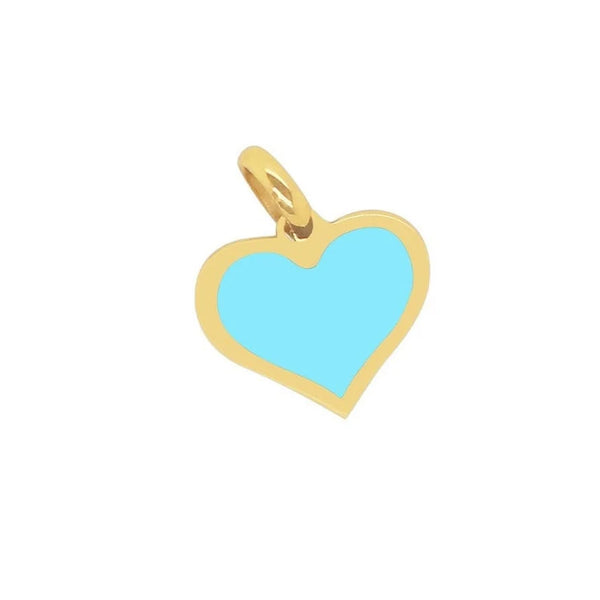 14K Italian Gold Turquoise Heart Charm