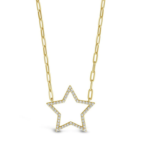 Pave Open Star Necklace 925 Silver