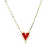 ELONGATED PAVE HEART ENAMEL NECKLACE