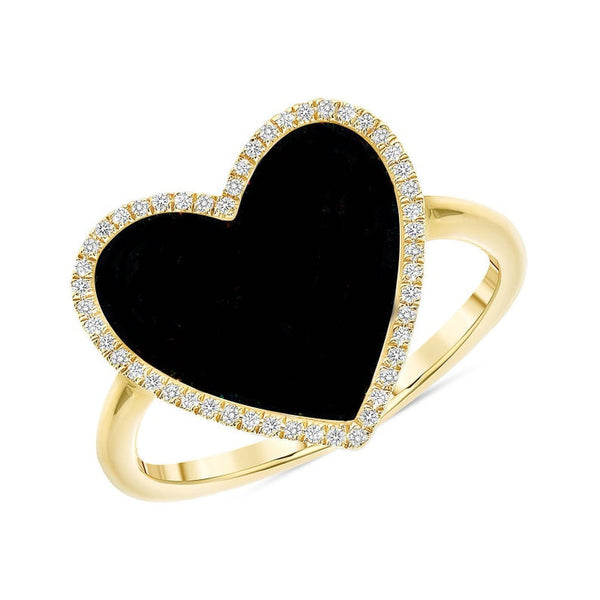 FLAT PAVE HEART ONYX RING