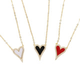 ELONGATED PAVE HEART ENAMEL NECKLACE