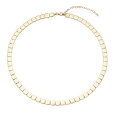 14K Gold Chunky Square Link Necklace Tile Link Necklace