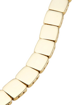 14K Gold Chunky Square Link Necklace Tile Link Necklace