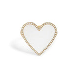 Pave Mother of Pearl Heart Ring 925 Silver