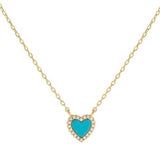 Mini Turquoise Heart Necklace 925 Silver