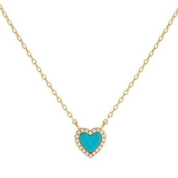 Mini Turquoise Heart Necklace 925 Silver