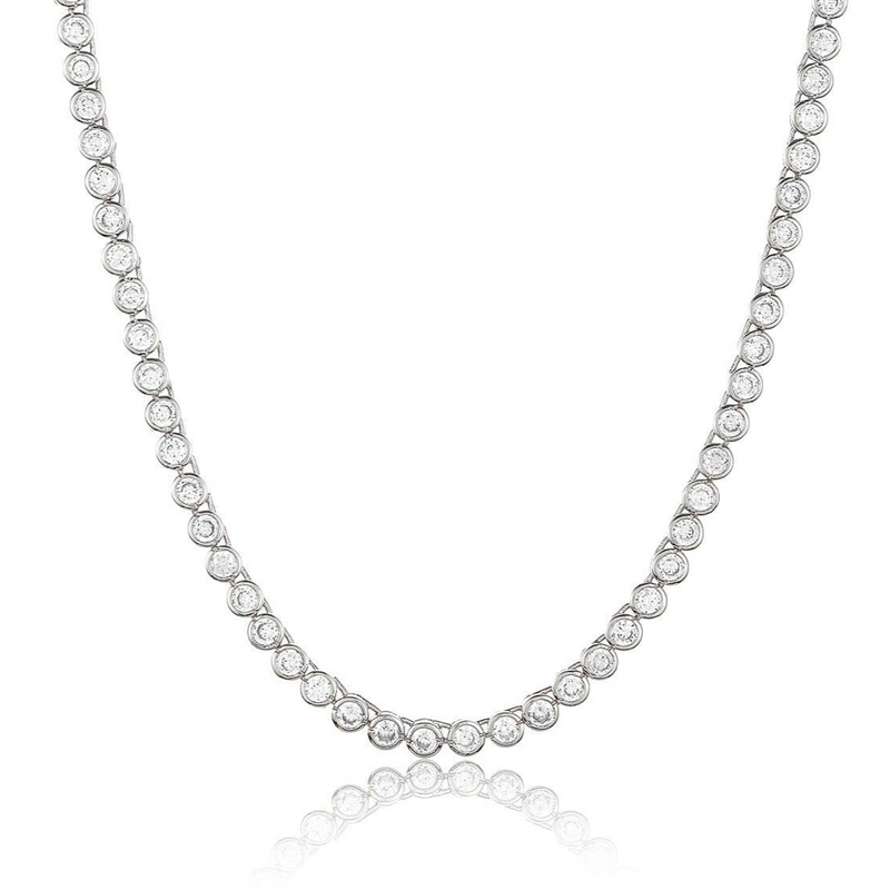 Bezel Tennis Necklace 3mm Sterling Silver