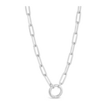 Paperclip Charm Holder Necklace 925 Silver